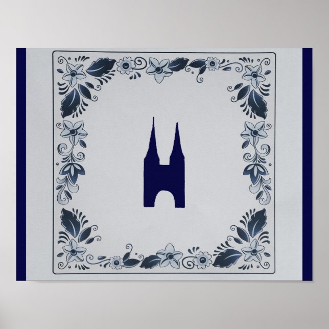 Delft blue tile Eastern Gate in Delft Poster (Front)