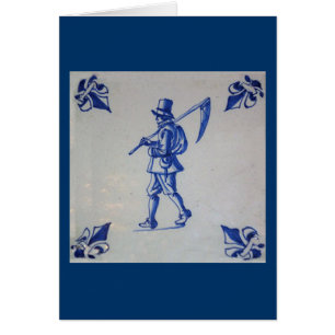 Delft Blue Tile - Mower Carrying Scythe or Sickle