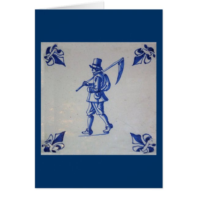 Delft Blue Tile - Mower Carrying Scythe or Sickle (Front)
