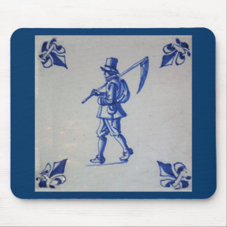 Delft Blue Tile - Mower Carrying Scythe or Sickle Mouse Pad