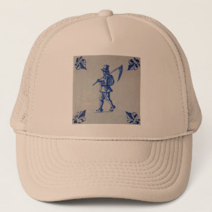 Delft Blue Tile - Mower Carrying Scythe or Sickle Trucker Hat