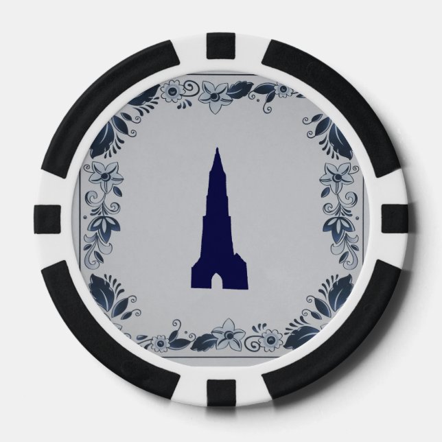 Delft blue tile New Church in Delft Poker Chips (Front)