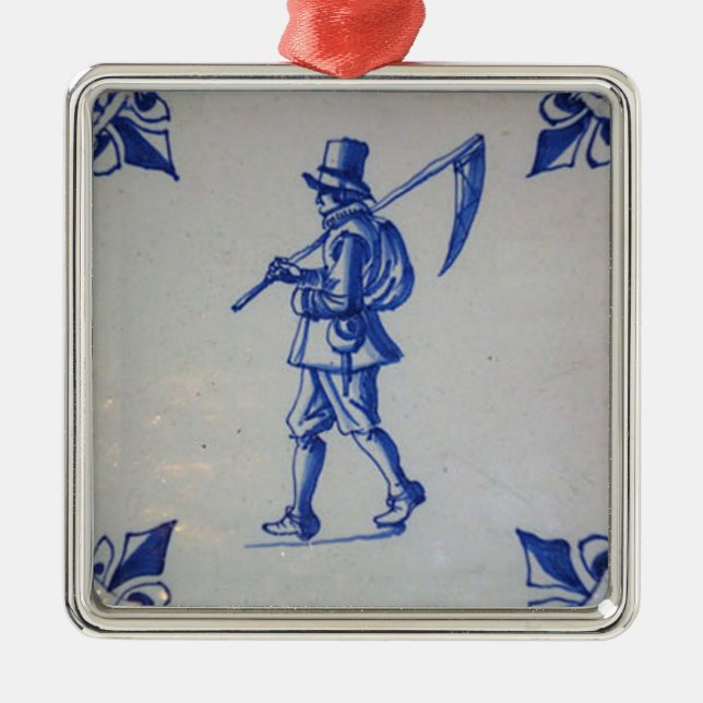 Delft Blue Tile - Template Metal Tree Decoration (Front)