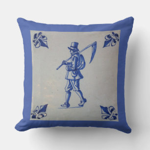 Delft Blue Tile - Template Playing Cards Cushion