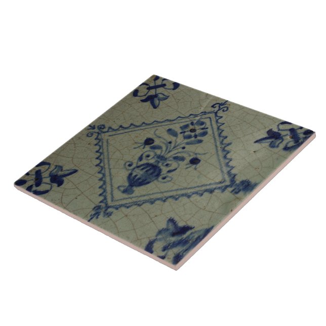 Delft Blue Tile - Vase with Flowers and Bouquet (Side)