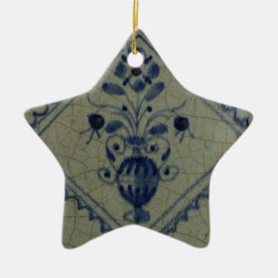 Delft Blue Tile - Vase with Flowers and Bouquet Ceramic Tree Decoration