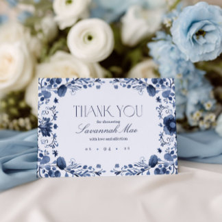 Delft Blue Toile Thank You Card | Custom Message