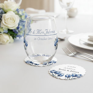 Delft Blue Tulip, custom  Paper Coaster