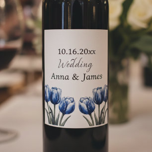Delft Blue Tulip, custom Wine Label