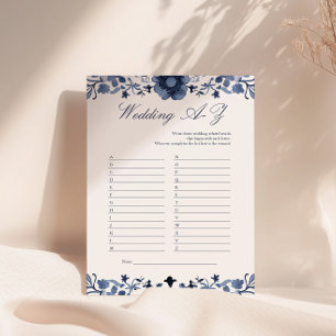 Delft Blue Wedding A-Z Bridal Shower Game   Floral