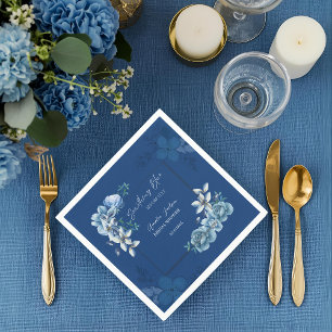 Delft Blue White Chinoiserie Floral Bridal Shower Napkin