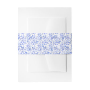 Delft Blue White Chinoiserie Floral Rococo Toile Invitation Belly Band