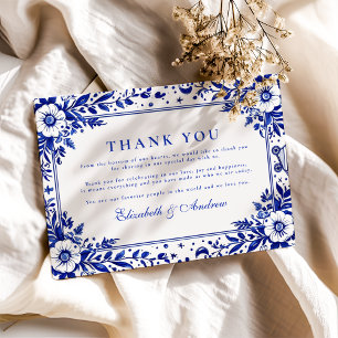 Delft Blue White Chinoiserie Wedding Thank You Card