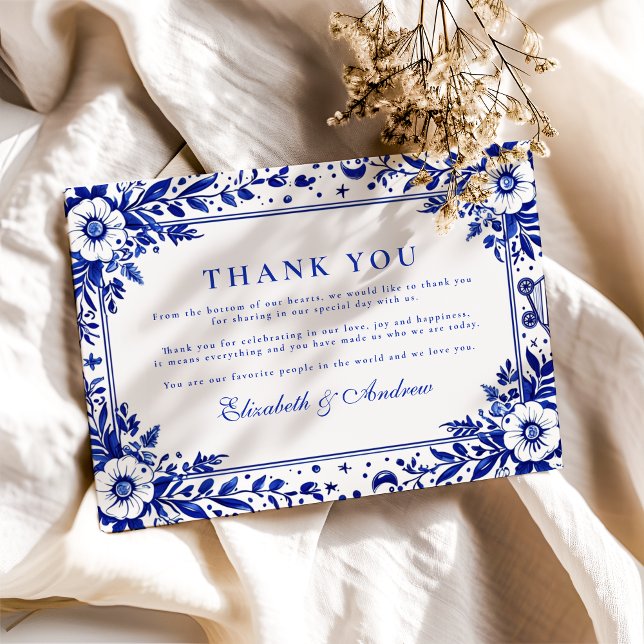 Delft Blue White Chinoiserie Wedding Thank You Card (Creator Uploaded)