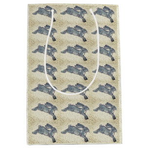 Delft Blue & White Rabbit Tile Design Vintage Hare Medium Gift Bag