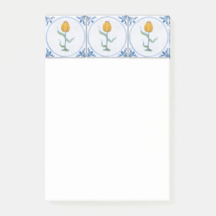 Delft Blue White Yellow Tulip Tile Art Stickies Post-it Notes