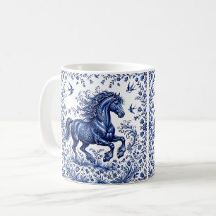 Delft Delftware Style Friesian Horse in Meadow Coffee Mug