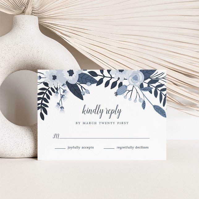 Delft Floral RSVP Card (Creator Uploaded)