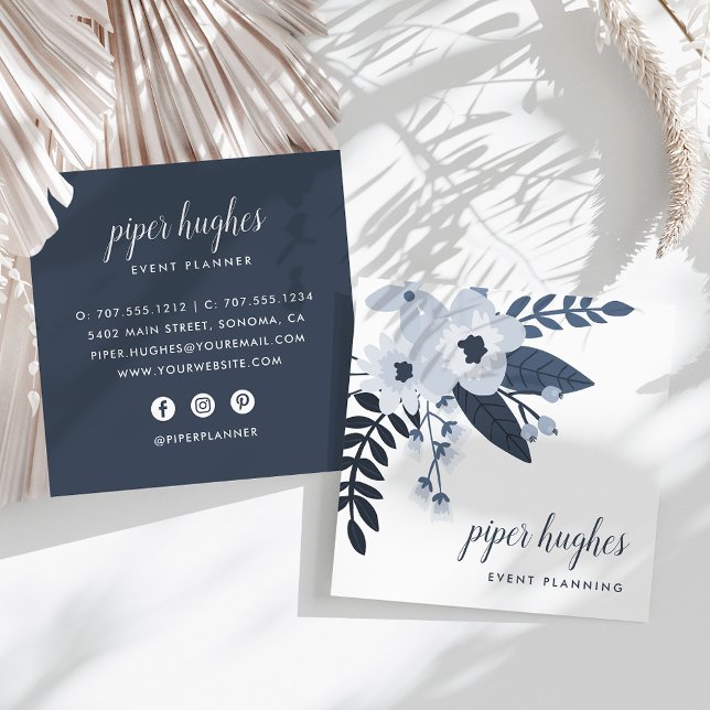 Delft Floral Square Business Card (Creator Uploaded)