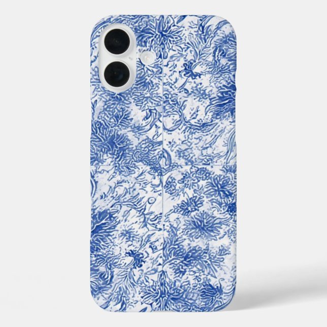 Delft Floral Tapestry - IPhone 16 Case (Back)