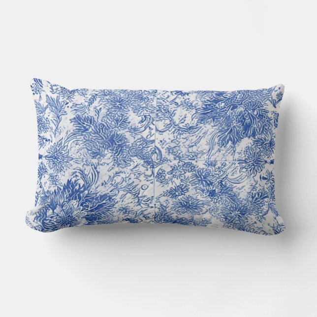 Delft Floral Tapestry - Throw Pillow (Front)