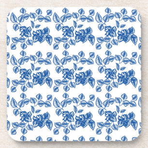 Delft-LIke Blue Floral Print Coaster