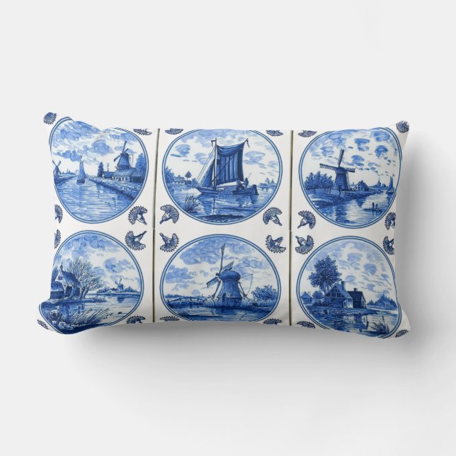 Delft Style Tiles Pillow (Front)