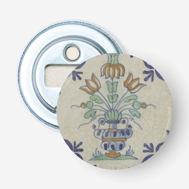 Delft Tile Antique Ceramic Flower Pot  Bottle Opener (Front)