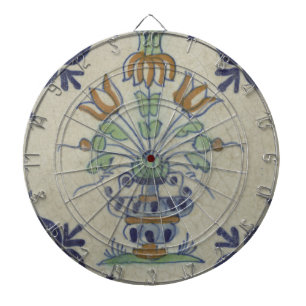 Delft Tile Antique Ceramic Flower Pot  Dartboard