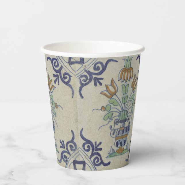 Delft Tile Antique Ceramic Flower Pot  Paper Cups (Back)