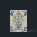 Delft Tile Antique Ceramic Flower Pot  Postcard<br><div class="desc">Adorn your space with the charming simplicity of this vintage Pompadour tile, featuring a delightful multicolored flower pot. This original public domain image from the Rijksmuseum showcases the characteristic artistry of historical Dutch Delftware. The central flower pot, brimming with blue, green, and orange blooms, is framed by elegant blue scrolled...</div>