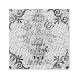 Delft Tile Antique Ceramic Flower Pot  Rubber Stamp