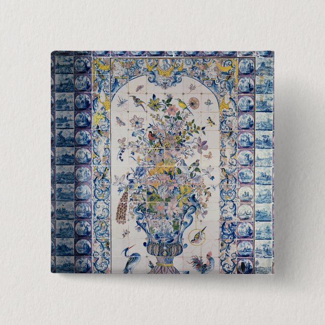 Delft tile panel from the bathroom 15 cm square badge (Front)