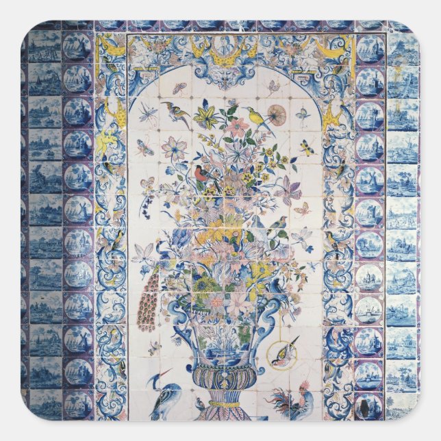 Delft tile panel from the bathroom square sticker (Front)