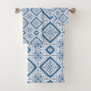 Delft Tile Pattern Bath Towel Set