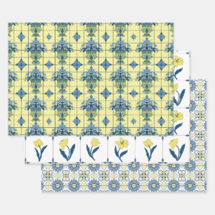 Delft Tile Pattern  Wrapping Paper Sheet