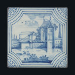 Delft tile showing a drawbridge over a canal, 19th magnet<br><div class="desc">Image:56463  Delft tile showing a drawbridge over a canal,  19th century. Dutch School,  (19th century). Private Collection,  The Stapleton Collection.  Art,  Fine Art.</div>