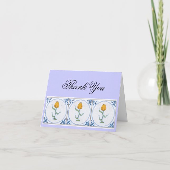 Delft Tulip Tile Art Thank You Card (Front)
