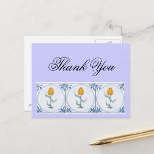 Delft Tulip Tile Thank You Postcard Customisable
