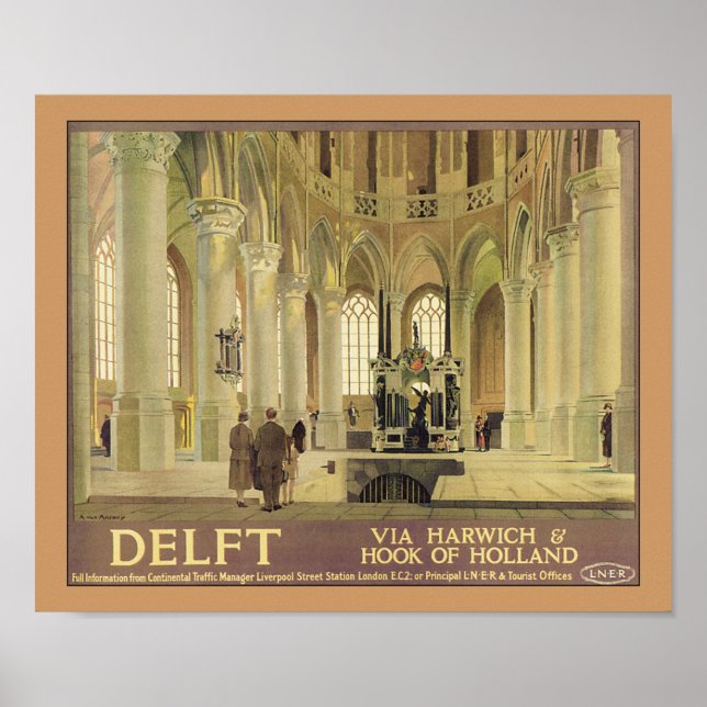Delft - via Harwich & Hook of Holland Poster (Front)