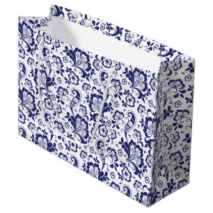 Delfts Blauw Delft Blue Floral Dutch Wedding Large Gift Bag