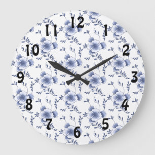 Delftware Style Pansy Large Clock