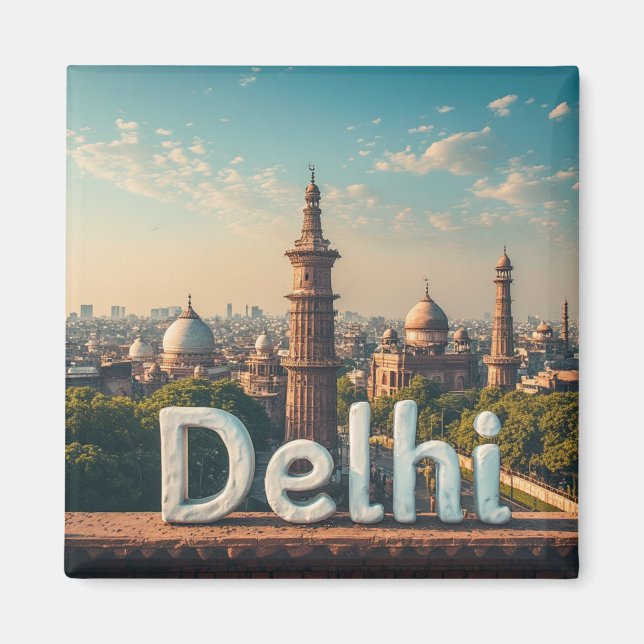 Delhi India Travel Design 🗺️ Magnet (Front)
