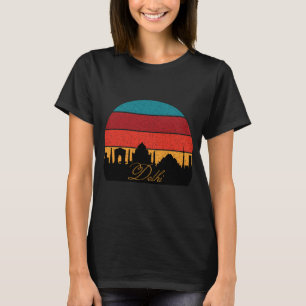 Delhi Landmarks Retro Sunset Travel T-Shirt