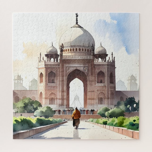 Delhi watercolor art jigsaw puzzle (Vertical)