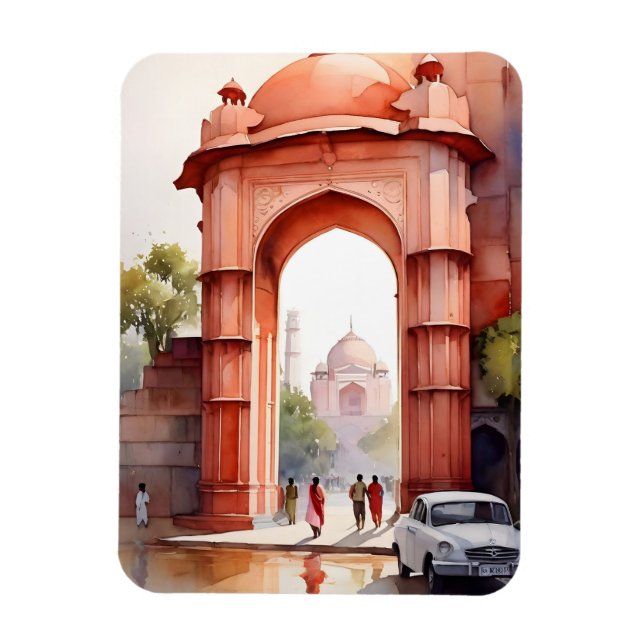 Delhi watercolor art magnet (Vertical)