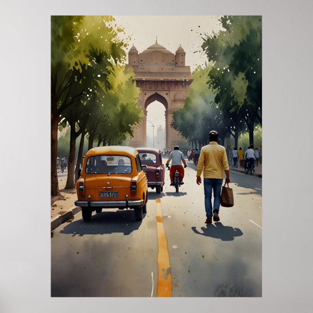 Delhi watercolor art poster (Front)