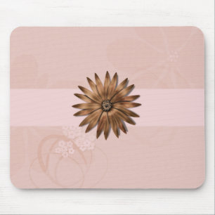 Delicate Abstract Flower on Pale Pink Mouse Pad