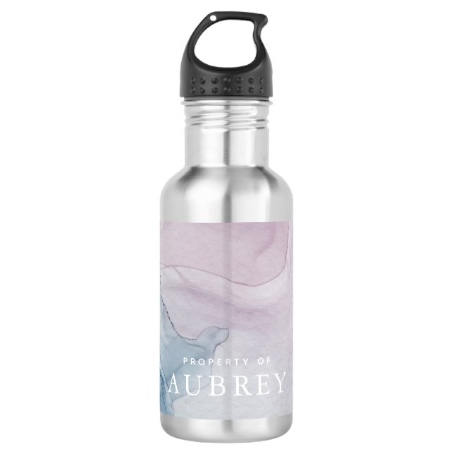 Delicate Abstract Purple Print with Name 532 Ml Water Bottle (Front)