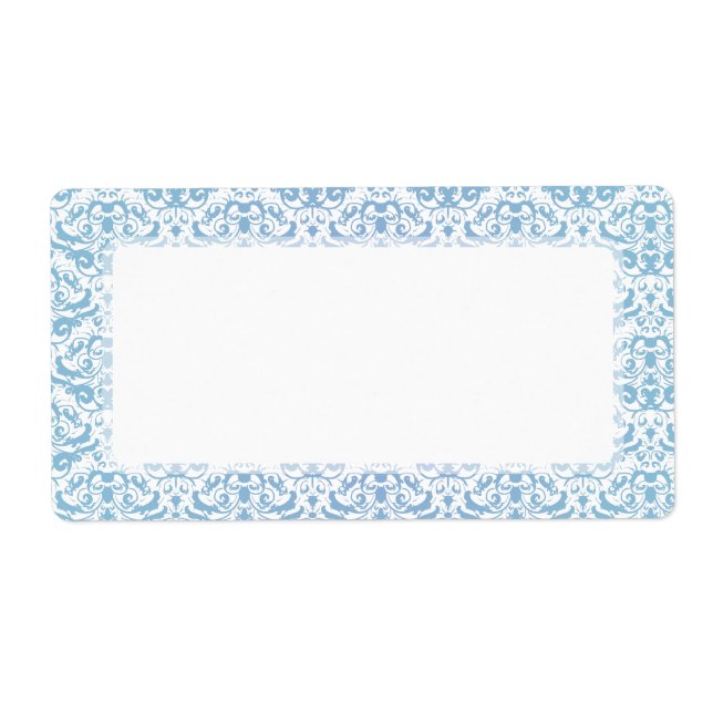 Delicate and Feminine Teal Blue and White Damask (Front)